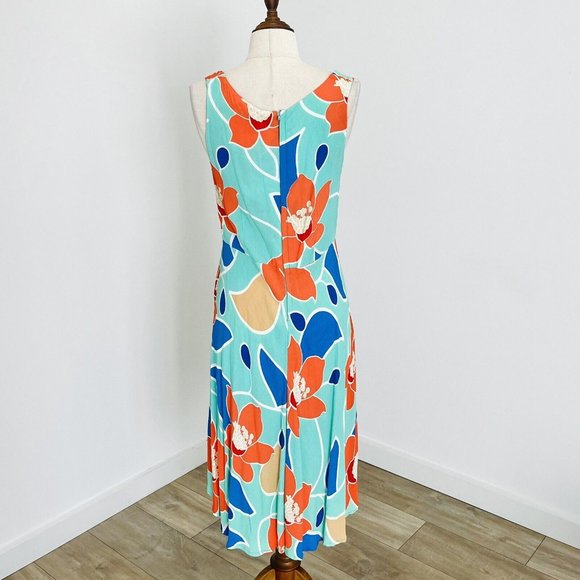 Mister Zimi Womens Bermuda Vintage Midi Dress Green Floral Size 14 - Picture 5 of 8